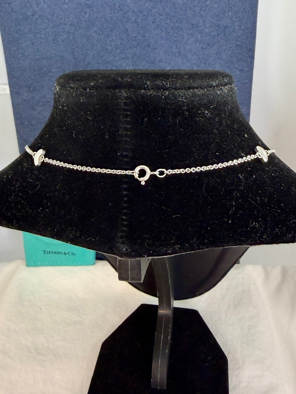TIFFANY & CO. Sterling Silver Solid Open Mini Hearts Link Lariat Necklace w/ COA - Picture 7 of 13